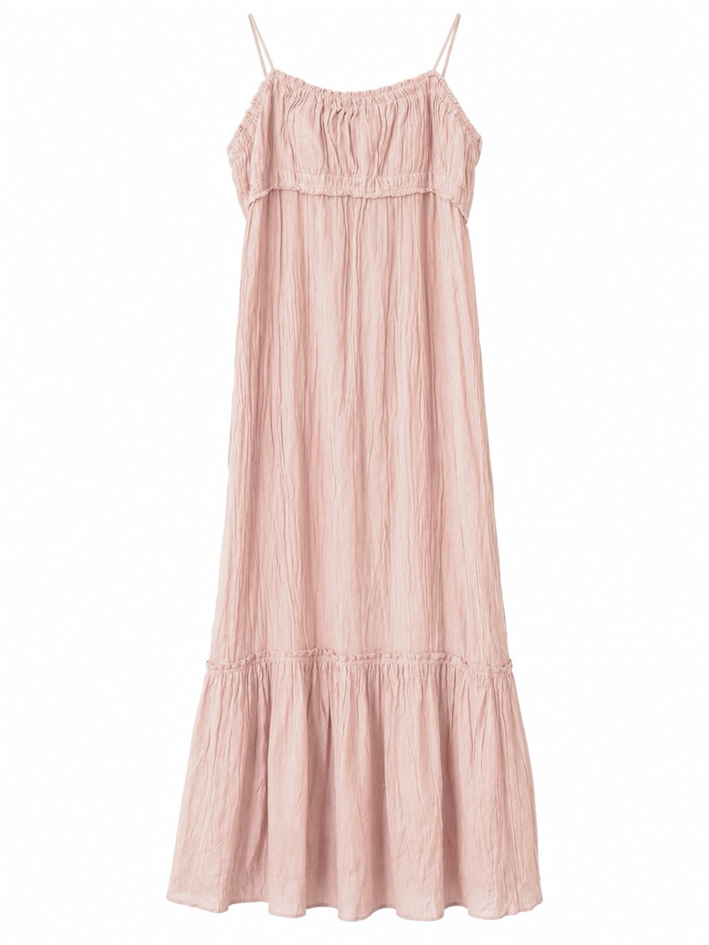 Zara Pink Ramie Lyocell Maxi Dress Size S Raw Edge Tie Back Boho